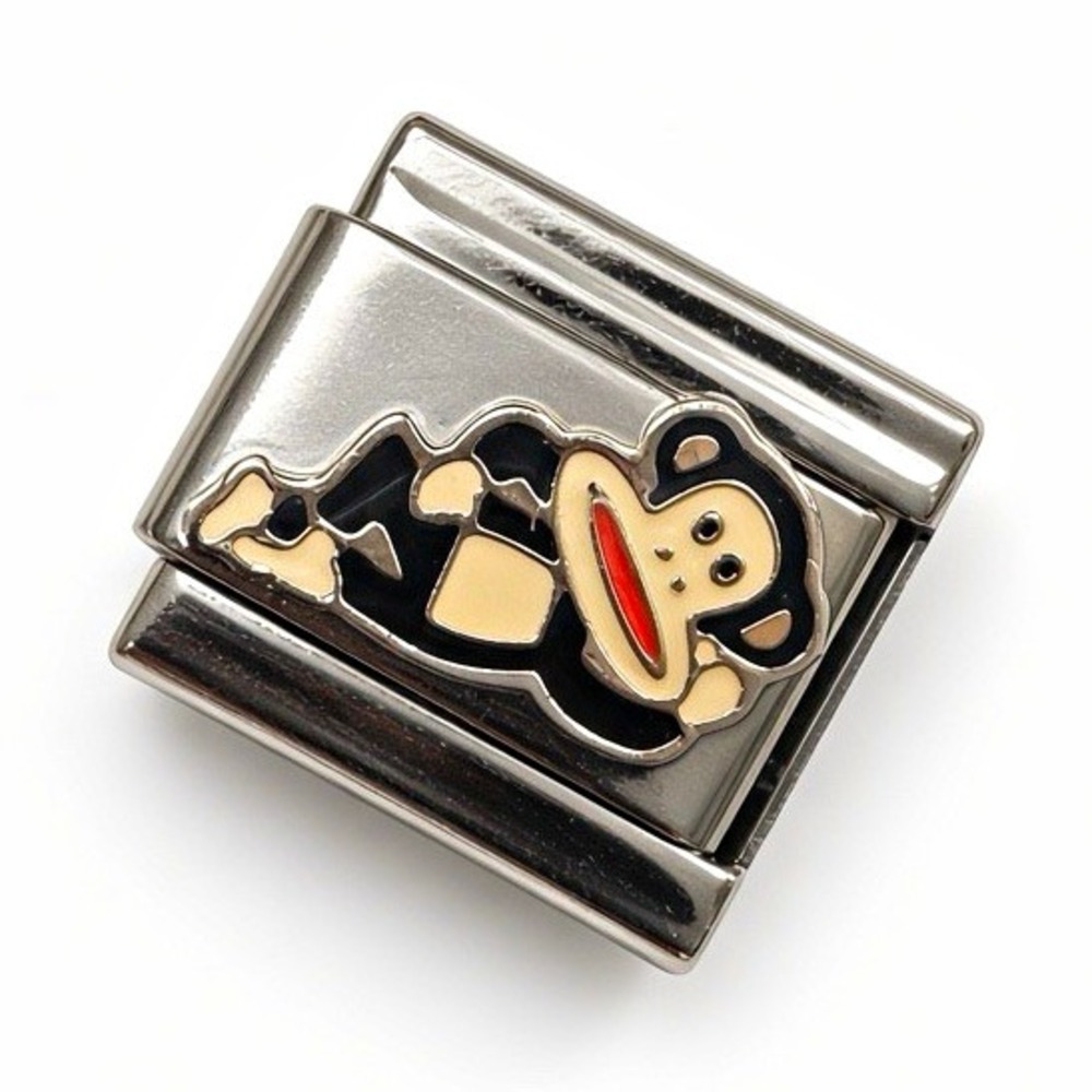 Italian Modular Butterfly Charm Link – Stainless Steel Silver Rectangle No Stone